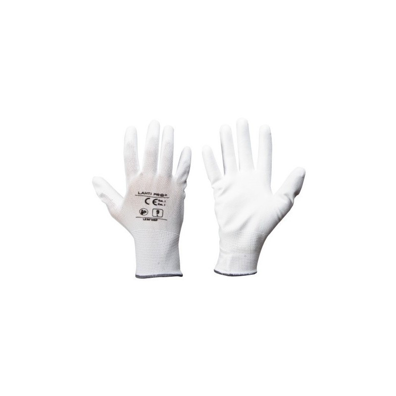 Rękawice PU białe "9" paczka 12 szt. XL230709B