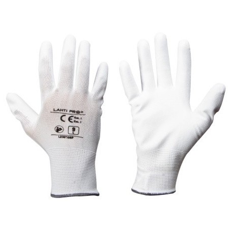 Rękawice PU białe "9" paczka 12 szt. XL230709B