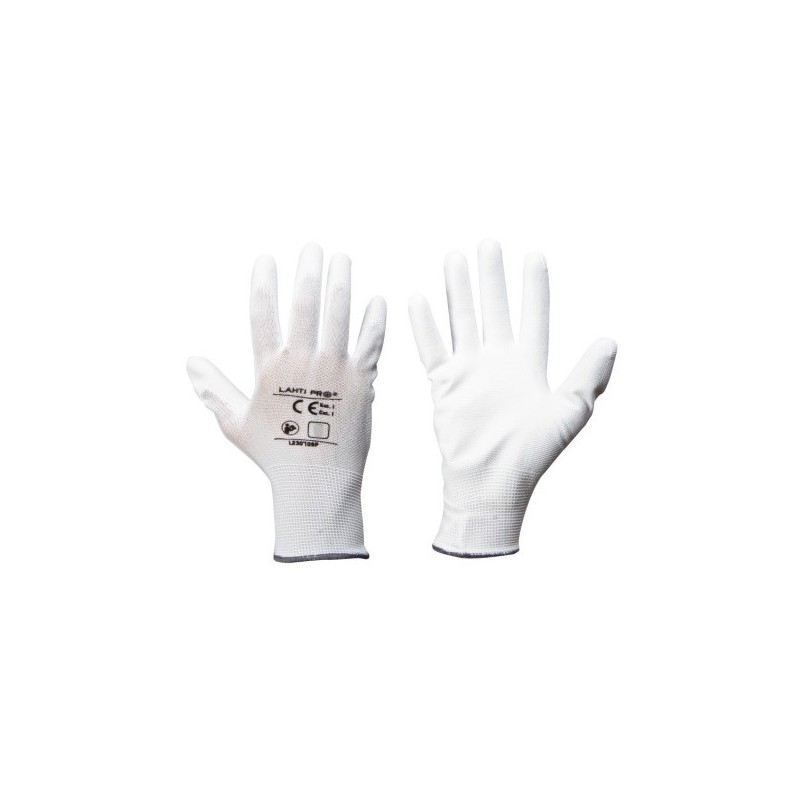Rękawice PU "10" białe paczka 12 szt. XL230710B
