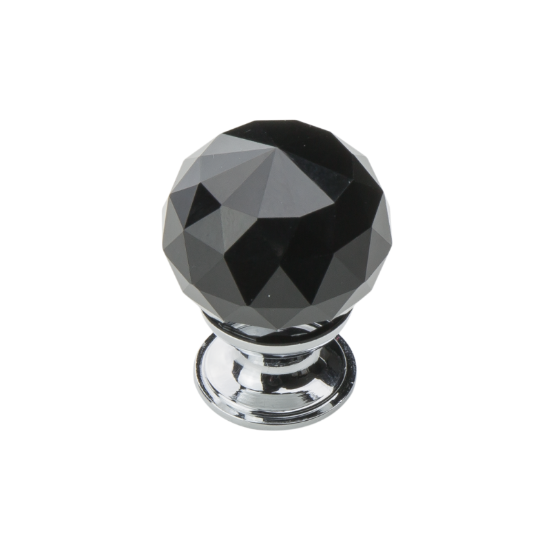 Gałka meblowa kryształ KULA DUŻA fi30 czarna 189GAL2