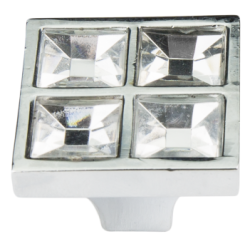 Gałka meblowa kryształ KWADRAT chrom 189GAL8