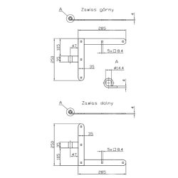 ZAWIAS KATOWY 250X285