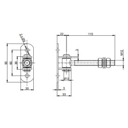 ZAWIAS REG. M12 L-115 PODSTAWA 90X30X3
