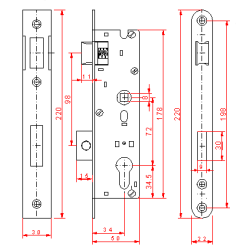 Zamek zapadkowo-zasuwkowy ZW1 72/34 ZAM187.3