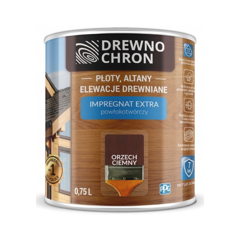 Impregnat extra powłokotwórczy  DREWNO CHRON orzech ciemny 0,75L. BAWDRE10.18