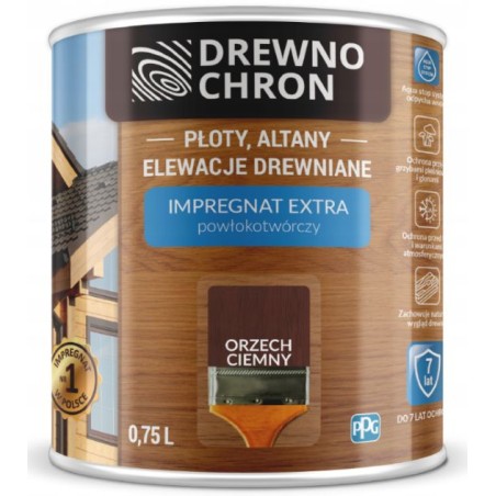 Impregnat extra powłokotwórczy  DREWNO CHRON orzech ciemny 0,75L. BAWDRE10.18