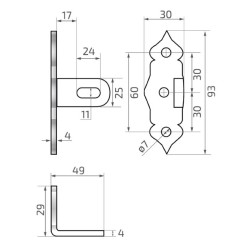 Uchwyt montażowy szeroki 95x50mm ozdobny POS64.801