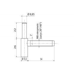 Skrzydło górne zawiasu ZA-PL-123