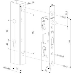 Zamek H-METAL hakowy WADZAM01.12