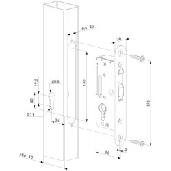 Zamek wpuszczany H-compact do bram przes.WADZAM01.14