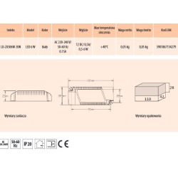 Zasilacz LED 6W 12V  IP20 YLDZAS06W30N 