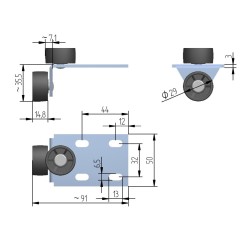 Rolka pozioma Φ29 dwukółkowa (M-022) ROL205.35