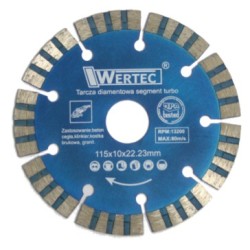 Tarcza diamentowa segmentowa turbo 115mm WERTEC  EN-TARSEGT115
